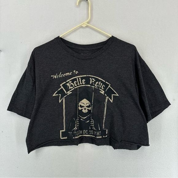Suicide Squad Belle Reve Skull Cropped T Shirt Women’s Large Grey - Picture 1 of 6